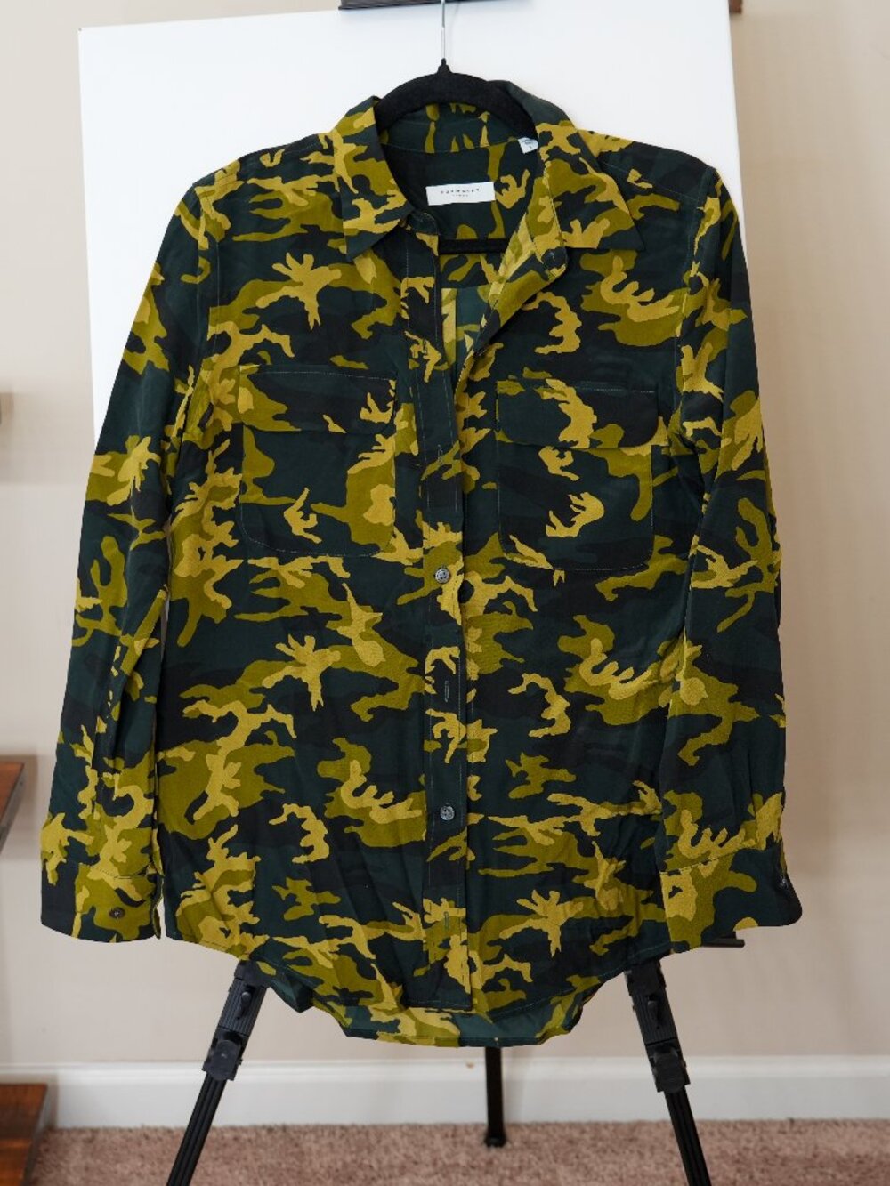 Equipment Femme Camouflage Silk Button Down Shirt